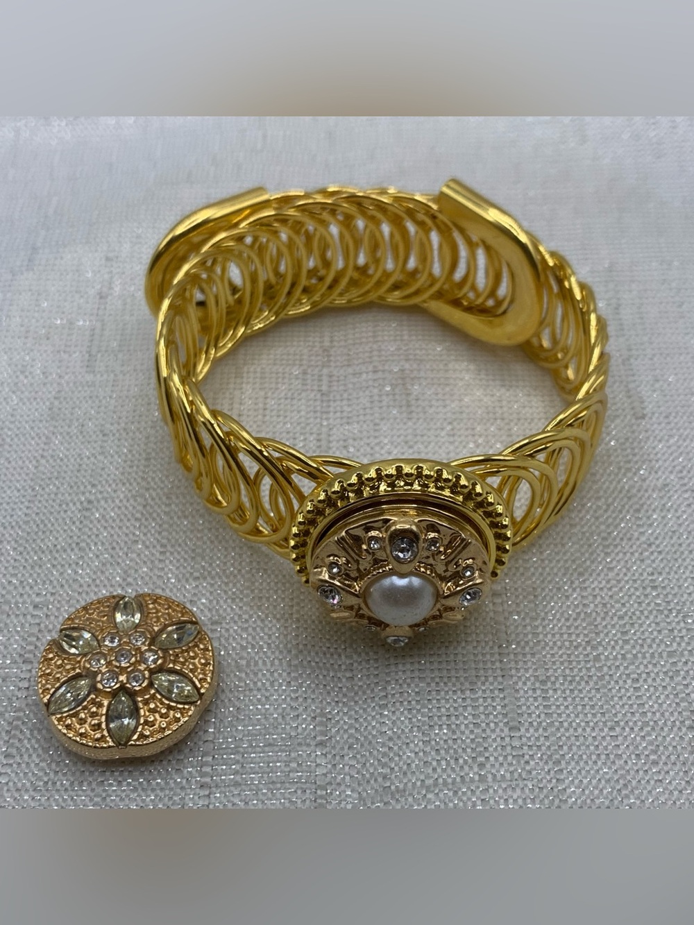 GOLDEN - Easiest On/Off Bracelet EVER! Gold Snap Button Bracelet with 2 Charms